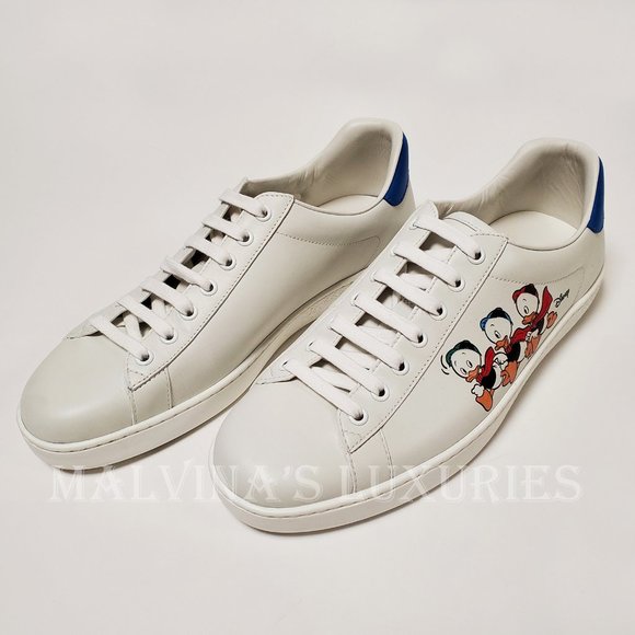GUCCI SNEAKERS MENS LEATHER DISNEY ACE HUEY DEWEY LOUIE LOGO SHOES 9G US 9.5 - Picture 6 of 16